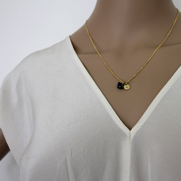 Friendship (Lapis Lazuli) Initial Necklace - Gold