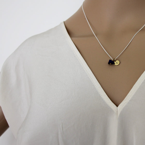 Friendship (Lapis Lazuli) Initial Necklace - Silver/Gold