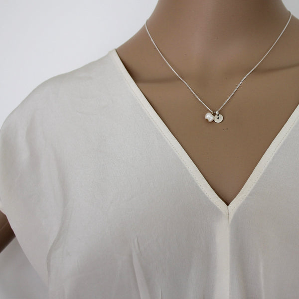 Balance + Energy (Pearl) Initial Necklace - Silver