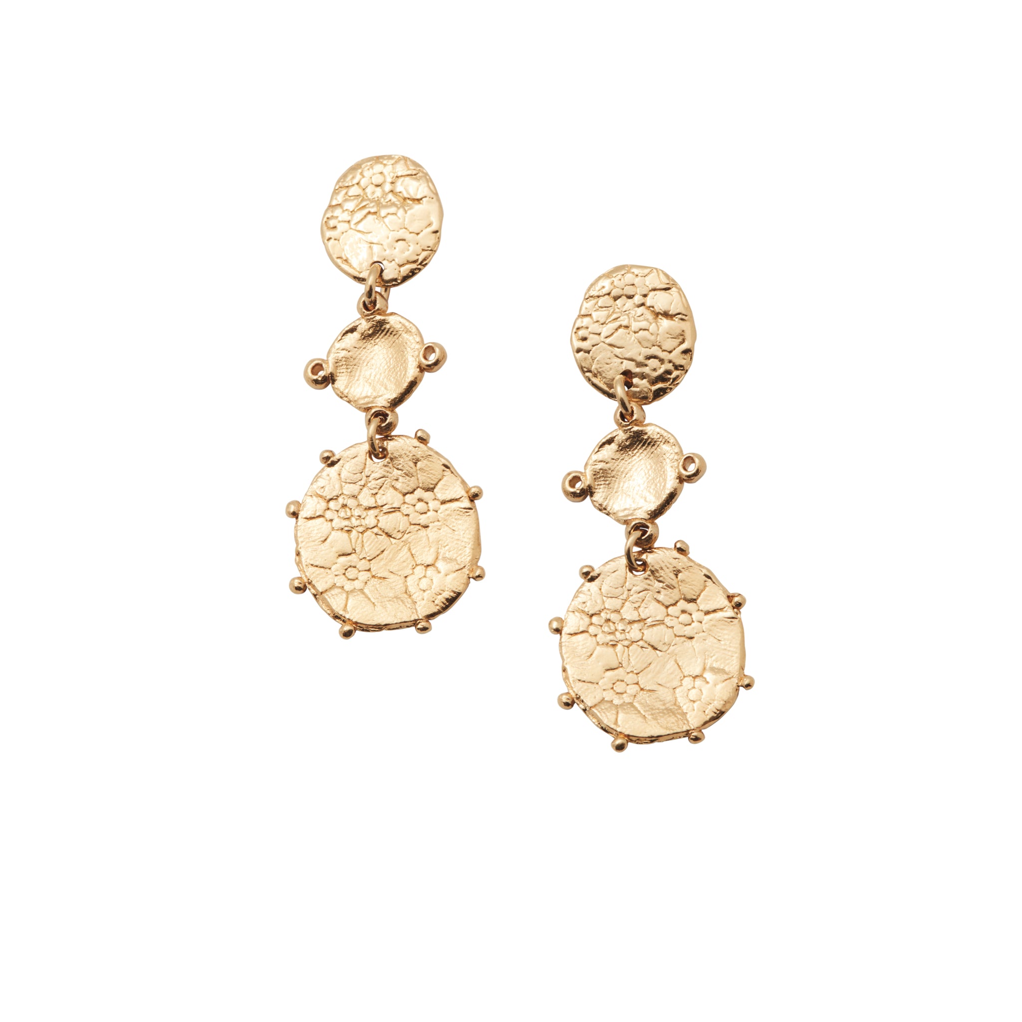 Floral Drop Earrings Gold