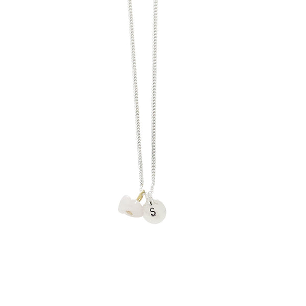 Love + Luck (Rose Quartz) Initial Necklace - Silver