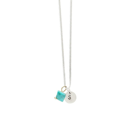 Health + Protection (Turquoise) Initial Necklace - Silver