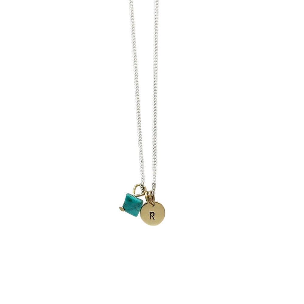 Health + Protection (Turquoise) Initial Necklace - Silver/Gold