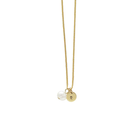 Balance + Energy (Pearl) Initial Necklace - Gold