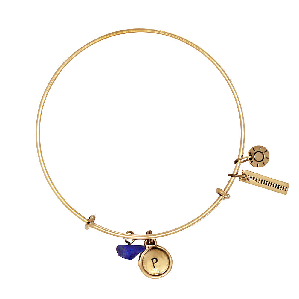 Friendship (Lapis Lazuli) Alphabet Bangle - Gold