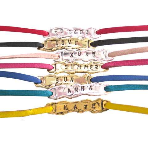 Personalised Bracelet - Leather and Gold